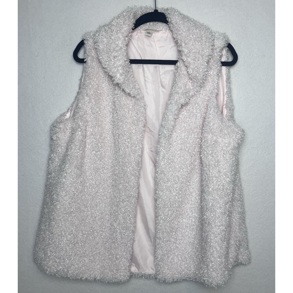 Krazy Kat Women's Light Pink Faux Curly Lamb Fur Vest Open Front Size Large - Picture 1 of 6